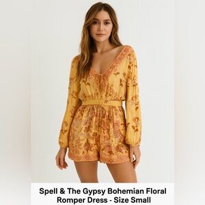 Spell & The Gypsy Floral Boho Romper Dress – Cottagecore – Size Small